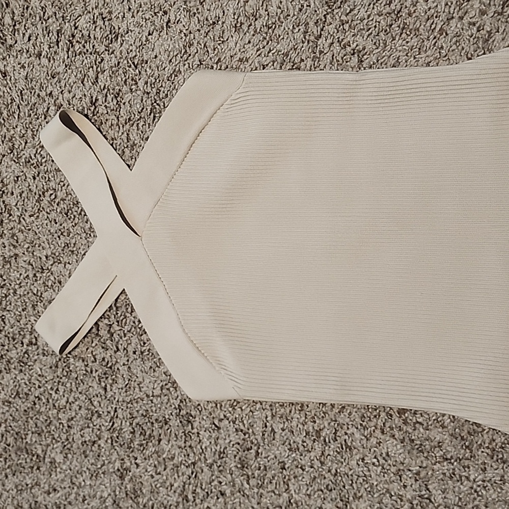 Babaton Cream Ribbed Mini Dress - Picture 3 of 10